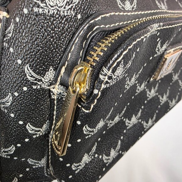 Wendy Keen Drawstring Backpack 🛡️ Dark Goth Biker Monogram Vegan Leather - Picture 11 of 16